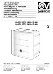 Vortice VORT PRESS 140 I-IT Notice De Pose Et D'entretien