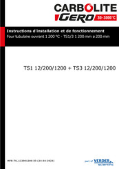 Carbolite Gero TS3 12/200/1200 Instructions D'installation Et De Fonctionnement