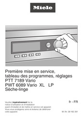 Miele PTT 7189 Vario PWT 6089 Vario XL LP Mise En Service
