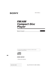 Sony CDX-C610 Mode D'emploi