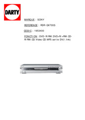 Sony RDR-GX700 Mode D'emploi