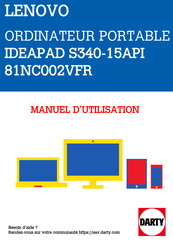 Lenovo IDEAPAD S340-15API 81NC002VFR Guide D'utilisation