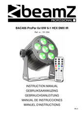 Beamz professional BAC406 ProPar 6x18W 6-1 HEX DMX IR Manuel D'instructions