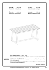 Walker Edison PREO1M Instructions De Montage