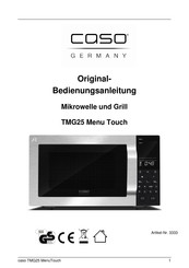 Caso Germany TMG25 Menu Touch Mode D'emploi