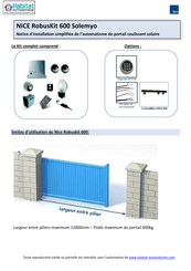 Habitat Automatisme NICE RobusKit 600 Solemyo Notice D'installation
