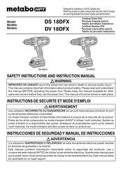 Metabo HPT DV 18DFX Instructions De Sécurité Et Mode D'emploi