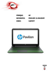 HP PAVILION 15-AK105NF Manuel De L'utilisateur