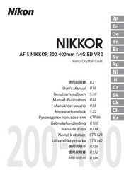 Nikon AF-S NIKKOR 200-400mm f/4G ED VR II Manuel D'utilisation