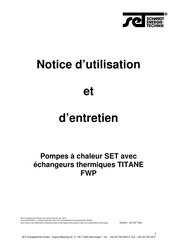 SET FWP-30S Notice D'utilisation Et D'entretien