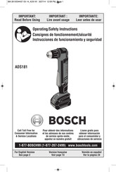 Bosch ADS181 Consignes De Fonctionnement/Sécurité