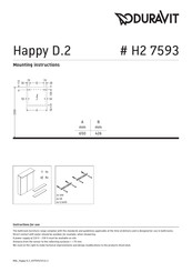 Duravit Happy D.2 H2 7593 Instructions De Montage