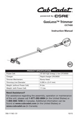 Core Cub Cadet GasLess CCT400 Manuel D'utilisation