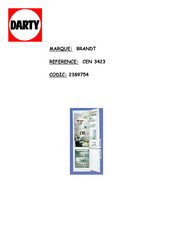 Brandt CEN 3423 Guide D'installation & D'utilisation