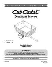 Cub Cadet 19B40026100 Manuel De L'utilisateur