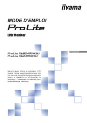 Iiyama ProLite XU2495WSU Mode D'emploi