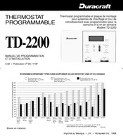 Duracraft TD-2200 Manuel D'installation