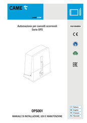 CAME 001OPS001 Manuel D'installation, D'utilisation Et D'entretien