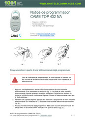 Came TOP 432 NA Notice De Programmation