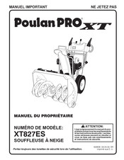 Poulan Pro XT827ES Manuel Du Propriétaire