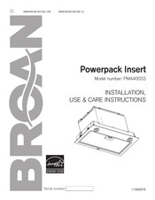 Broan-NuTone Powerpack Insert PMA400SS Instructions D'installation, D'utilisation Et D'entretien