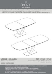 Akante COLUMBIA DT065 Instructions D'assemblage
