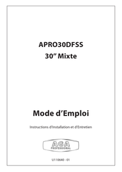 AGA PROFESSIONAL APRO30DFSS Mode D'emploi