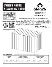 Arrow Storage Products Spacemaker Deck Box XL Manuel Du Propriétaire Et Guide D'assemblage