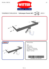 Witter VW73U Instructions D'installation