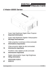 Digital Projection E-Vision 6000 Serie Informations Importantes