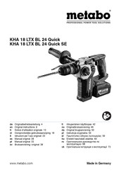 Metabo KHA 18 LTX BL 24 Quick SE Notice D'utilisation