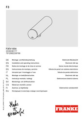 Franke F3EV1004 Notice De Montage Et De Mise En Service