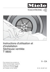 Miele Touchtronic T 9800 Instructions D'utilisation Et D'installation