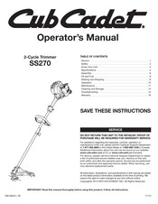 Cub Cadet SS270 Manuel De L'opérateur