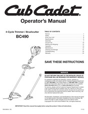 Cub Cadet BC490 Manuel De L'opérateur