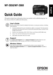 Epson WorkForce WF-2650 Guide Rapide