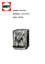 DeLonghi ESAM 4300 S Mode D'emploi