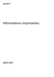 Sony PDT-FP1 Informations Importantes