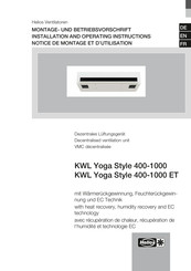 Helios KWL Yoga Style 700 EN Notice De Montage Et D'utilisation