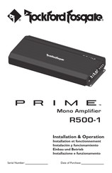 Rockford Fosgate PRIME R500-1 Installation Et Fonctionnement