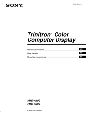 Sony Trinitron HMD-A100 Mode D'emploi