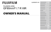 FujiFilm Fujinon GF80mmF1.7 R WR Manuel Du Propriétaire