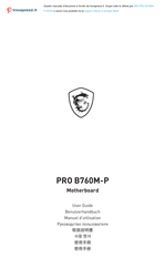 MSI PRO B760M-P Manuel D'utilisation