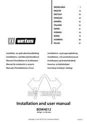 Vetus BOW4012 Manuel D'installation Et D'utilisation