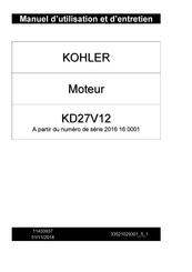 Kohler KD27V12 Manuel D'utilisation Et D'entretien