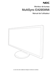 NEC MultiSync EA295WMi Manuel De L'utilisateur