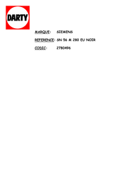 Siemens SN 56 M 280 Notice D'utilisation