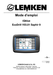 LEMKEN iQblue EcoDrill V03.01 Saphir 9 Mode D'emploi