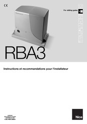 Nice RBA3 Instructions Et Recommandations Pour L'installateur