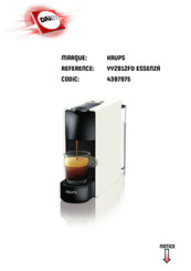 Krups Nespresso MY MACHINE ESSENZA MINI YY2912FD Guide De L'utilisateur